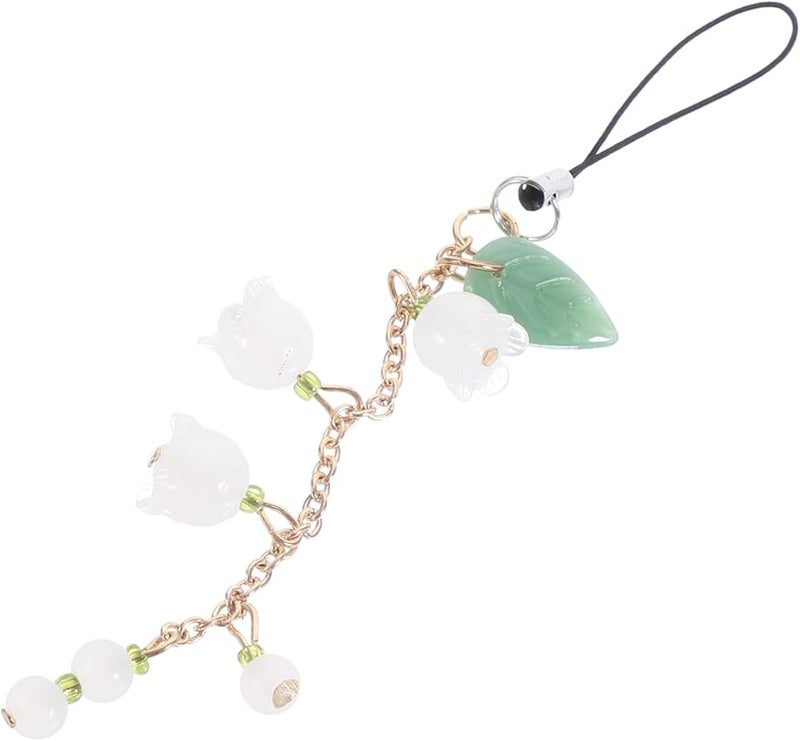 Balacoo Flower Shaped Jade Phone Lanyard Pendant Charm Lightweight Easy Install Accessory - Image 1